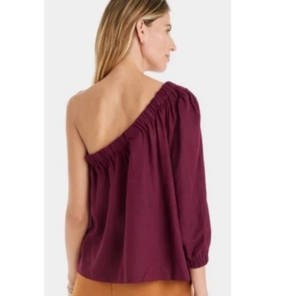 One Sleeve Burgundy Blouse - Picture 2 of 2